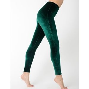 American Apparel soft green velvet leggings